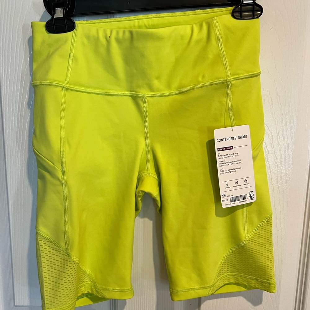 Athleta Yellow Bike Shorts with Wide Waistband and Compression Fit
